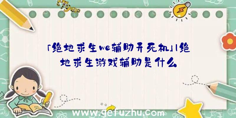 「绝地求生we辅助开死机」|绝地求生游戏辅助是什么